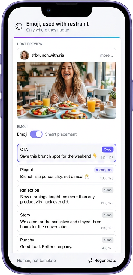 Emojis where they help, nowhere else